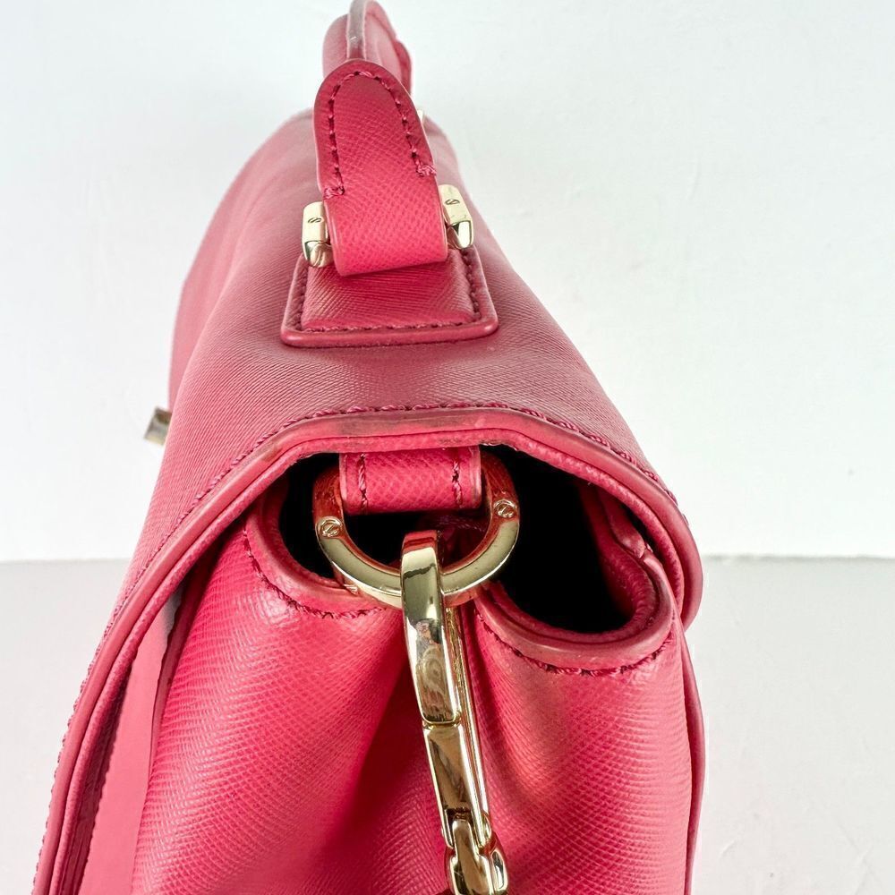 Tory Burch Robinson Leather Top Handle Handbag Purse Flap Pink - Picture 12 of 16